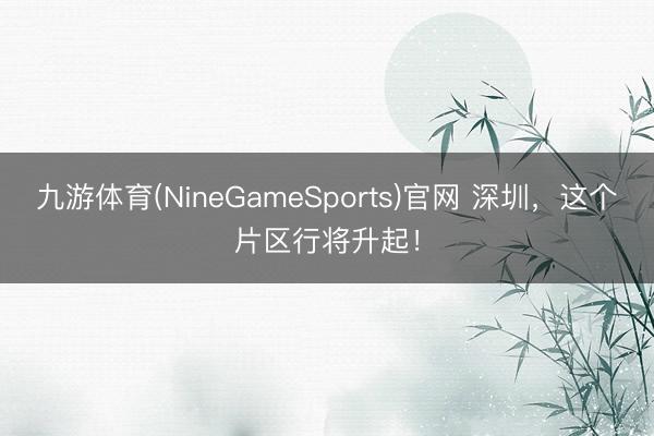 九游体育(NineGameSports)官网 深圳，这个片区行将升起！